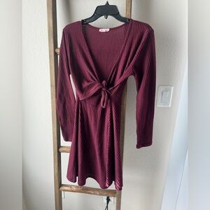 Long sleeve deep red dress - size L